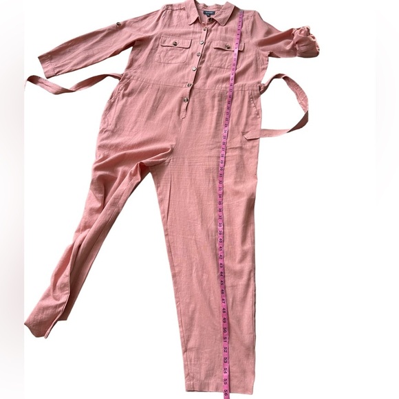 ModCloth Pink Linen Jumpsuit‎ with Belt Size: XL - Picture 16 of 16